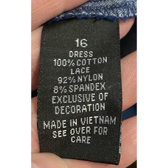 AB Studio Women’s Size 16 Dress Denim And Blue Lace - Picture 5 of 6